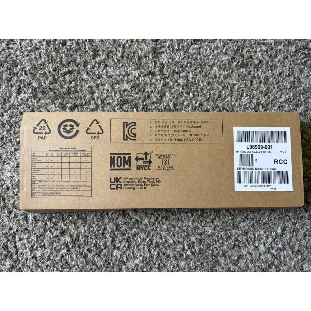 Genuine HP Halley USB Slim Wired Keyboard L96909-001